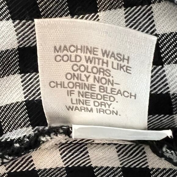 J Jill Womens Blouse Size Small Black White Gingham Button Up Long Sleeve flaw - Picture 5 of 6